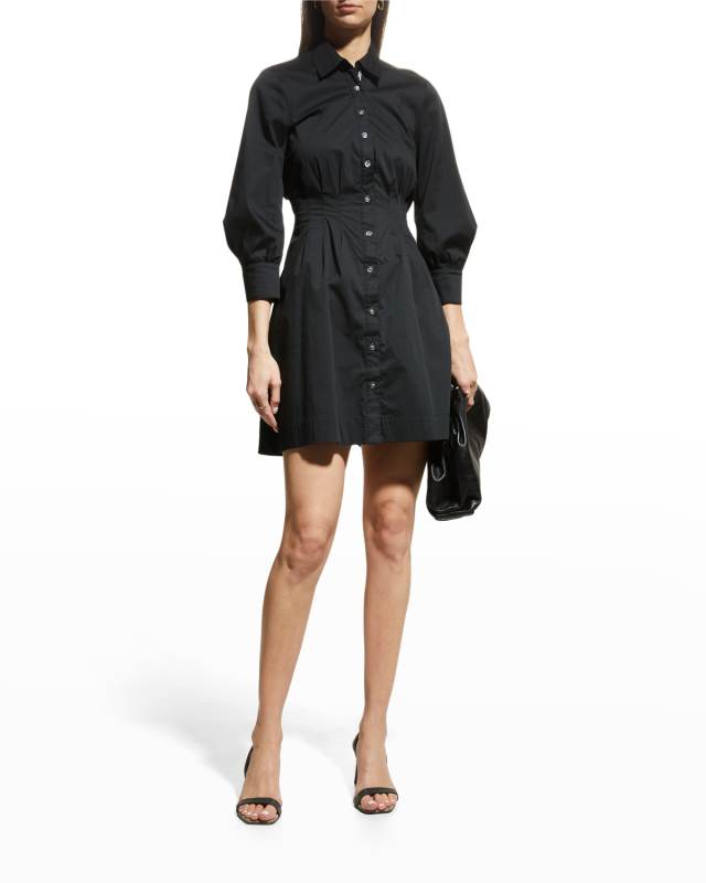 Polina Button-Front Pleated Shirt Dress